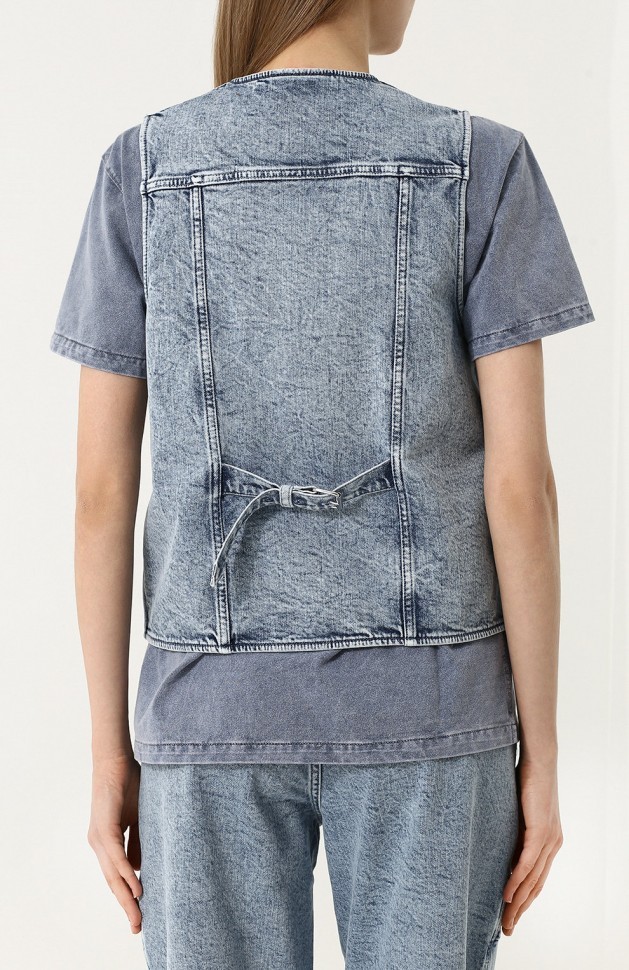 Джинсовый жилет с потертостями