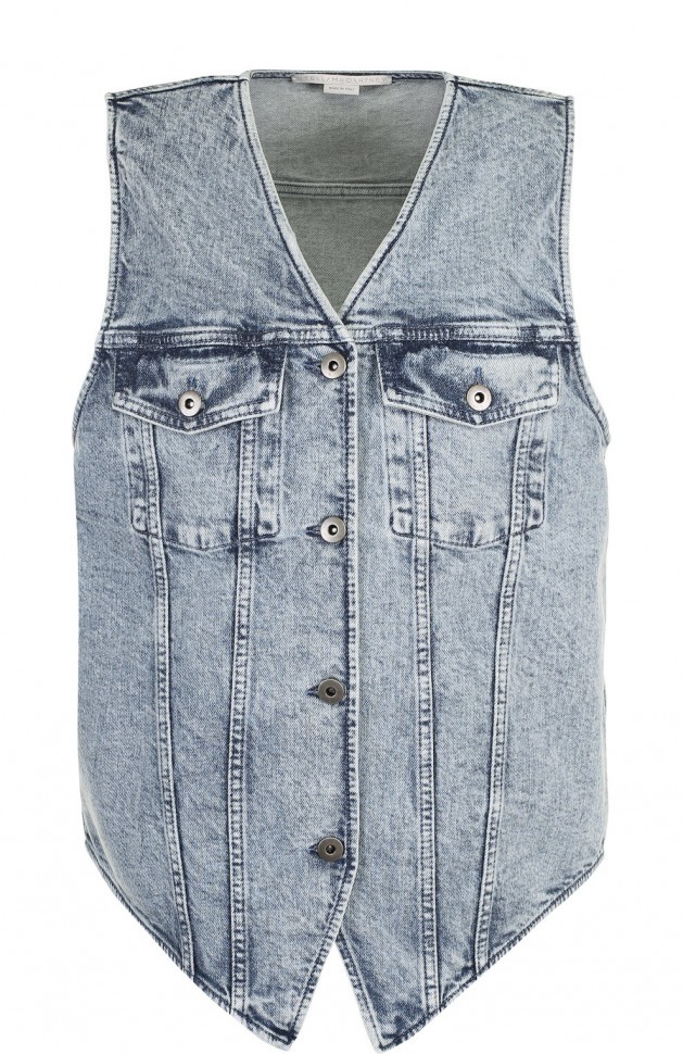 Джинсовый жилет с потертостями