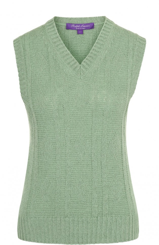 Жилет из смеси льна и кашемира с V-образным вырезом