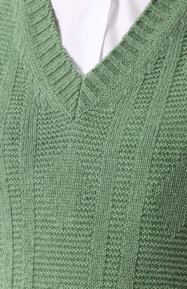 Жилет из смеси льна и кашемира с V-образным вырезом