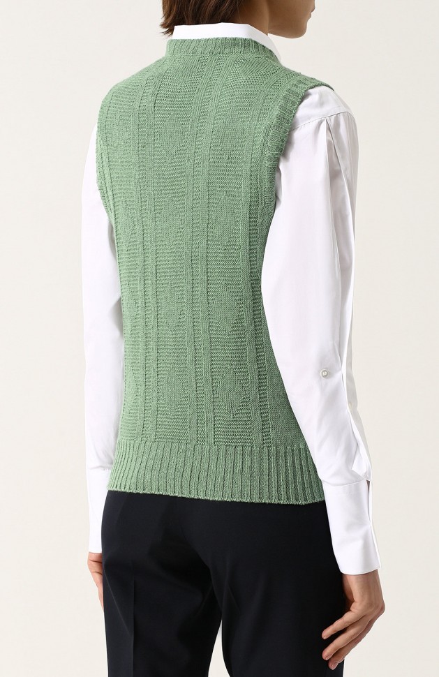 Жилет из смеси льна и кашемира с V-образным вырезом