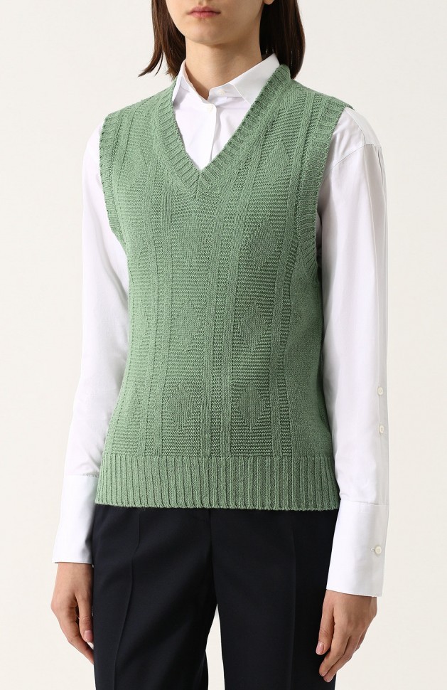 Жилет из смеси льна и кашемира с V-образным вырезом