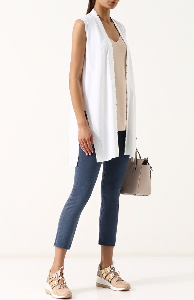 Однотонный удлиненный жилет из вискозы