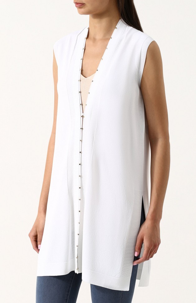 Однотонный удлиненный жилет из вискозы